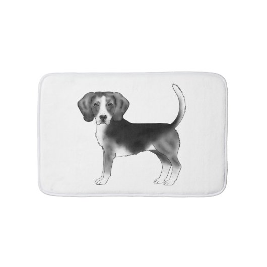 Schattige staande beagle in zwart-wit kleur badmat (Voorkant)