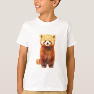 Schattige Staande Fluffy Rode Panda Jongeren T-shirt