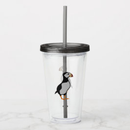 Schattige staande Puffin-Cartoon voor paarden Acryl Drinkbeker