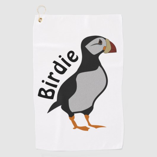 Schattige staande Puffin-Cartoon voor paarden Golfhanddoek (Voorkant)
