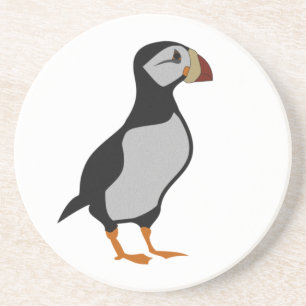 Schattige staande Puffin-Cartoon voor paarden Zandsteen Onderzetter