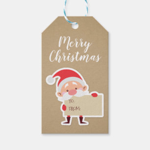 Schattige Staande Santa Christmas Gift Label Cadeaulabel
