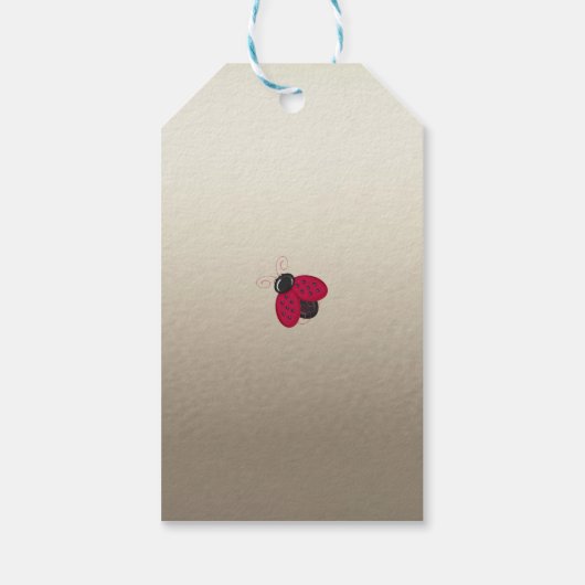 Schattige staart, rode ladybugs, luchtig cadeaulabel (Achterkant)
