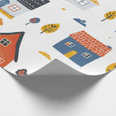 Schattige stadshuizen cadeaupapier (Hoek)
