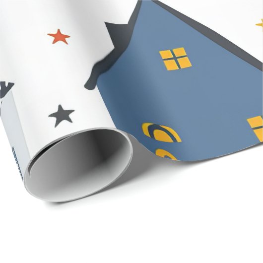 Schattige stadshuizen cadeaupapier (Rol Hoek)