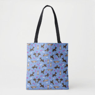 Schattige Staffy Lab Hond Witte Botten Roze Harten Tote Bag