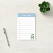 Schattige stalen blauwe uil & bewerkbare dingen om post-it® notes (Kantoor)