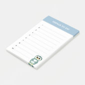 Schattige stalen blauwe uil & bewerkbare dingen om post-it® notes (Schuin)