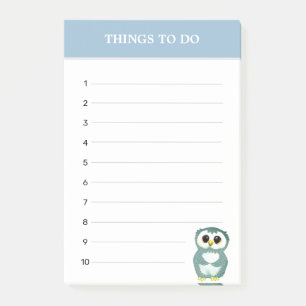 Schattige stalen blauwe uil & bewerkbare dingen om post-it® notes