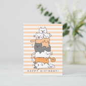 Schattige stapel katten verjaardag briefkaart (Staand voorkant)