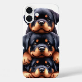 SCHATTIGE STAPEL ROTTWEILER PUPPYHONDEN iPhone 16 PLUS HOESJE