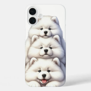 SCHATTIGE STAPEL SAMOYED PUPPYHONDEN iPhone 16 PLUS HOESJE