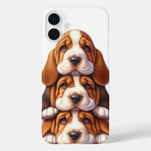 SCHATTIGE STAPEL VAN BASSET HOUND PUPPYHONDEN Case-Mate iPhone CASE (Achterkant)