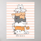 Schattige Stapel van Katten Kinder Slaapkamer Poster (Voorkant)