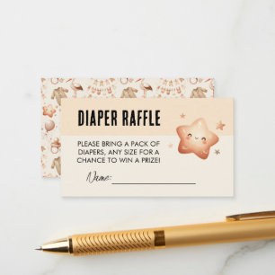 Schattige Star Baby shower - Luier Raffle Ticket K Informatiekaartje