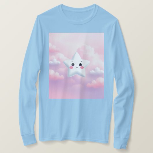 Schattige Star Lavendel Roze Lichtblauw T-shirt (Design voorkant)