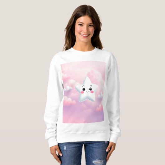 Schattige Star Lavender Pink Sky Sweatshirt (Voorkant volledig)