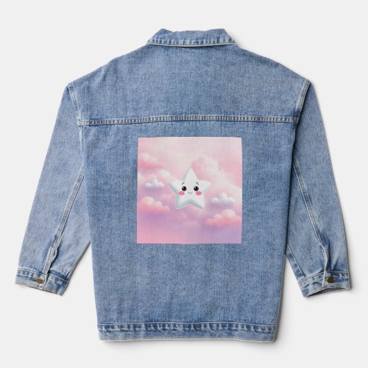 Schattige Star Pink Sky Vrouwen Denim Jas Jacket (Achterkant)