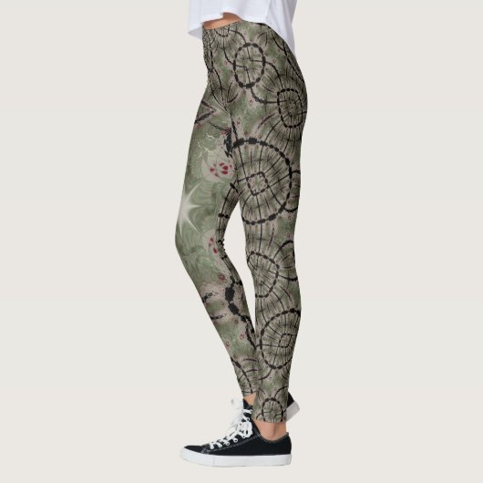 Schattige Star Sage Groen Zwart Rood Hart Leggings (Links)