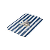Schattige Starfish, marineblauw Stripes-gepersonal Badmat (Gekanteld)