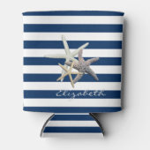 Schattige Starfish, marineblauw Stripes-gepersonal Blikjeskoeler (Voorkant)