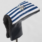 Schattige Starfish, marineblauw Stripes-gepersonal Golfheadcover (3/4 voorkant)