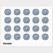 Schattige Starfish, marineblauw Stripes-gepersonal Ronde Sticker (Vel)