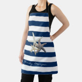 Schattige Starfish, marineblauw Stripes-gepersonal Schort (Insitu)