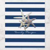 Schattige Starfish, marineblauw Stripes-gepersonal Wijn Etiket (Enkel label)