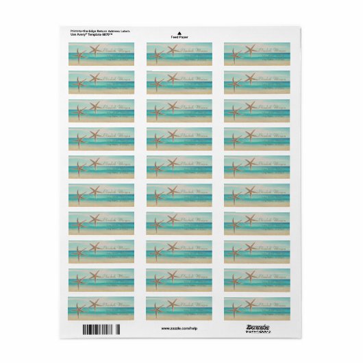Schattige Starfish, strand, label retouradres (Full Sheet)