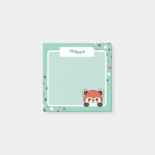 Schattige Stars & Peekabo Red Panda Jouw naam toev Post-it® Notes (Voorkant)