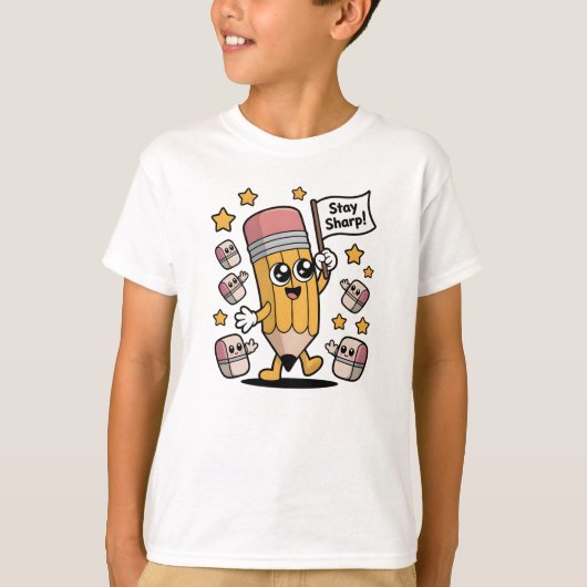Schattige Stay Sharp Pencil Kinder Shirt (Voorkant)