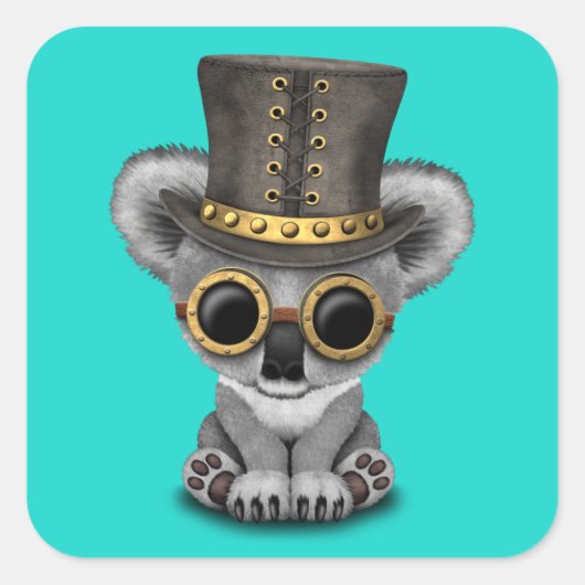 Schattige Steampunk Baby Koala Beer Vierkante Sticker (Voorkant)