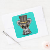 Schattige Steampunk Baby Koala Beer Vierkante Sticker (Envelop)