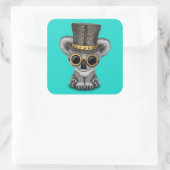 Schattige Steampunk Baby Koala Beer Vierkante Sticker (Tas)