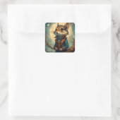 Schattige Steampunk Chipmunk Vierkante Sticker (Tas)