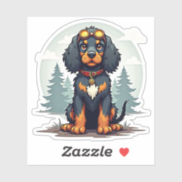 Schattige Steampunk Cocker Spaniel, Cartoon Dog, Sticker