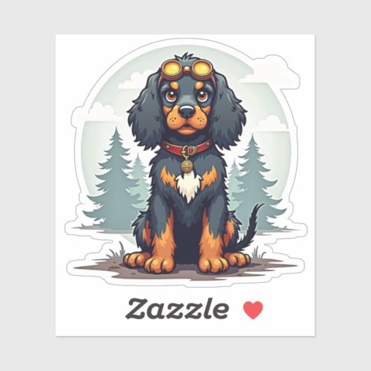 Schattige Steampunk Cocker Spaniel, Cartoon Dog, Sticker (Vel)