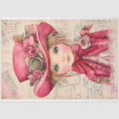 Schattige Steampunk Doll, Roze Outfit AM7 Decoupag Tissuepapier (Voorkant)
