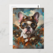 Schattige Steampunk Franse Bulldog Briefkaart (Voorkant / Achterkant)