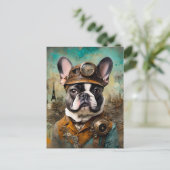 Schattige Steampunk Franse Bulldog Briefkaart (Staand voorkant)