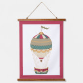 Schattige Steampunk Hot Air-ballon met vlag Hangend Wandkleed (Voorkant)