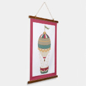 Schattige Steampunk Hot Air-ballon met vlag Hangend Wandkleed (Gebogen)
