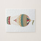 Schattige Steampunk Hot Air-ballon met vlag Legpuzzel (Horizontaal)
