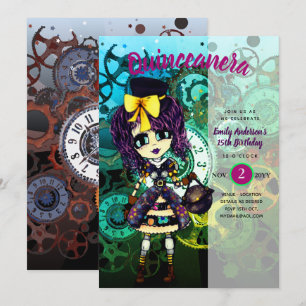 Schattige STEAMPUNK-meisje cosplay-verjaardag Kaart