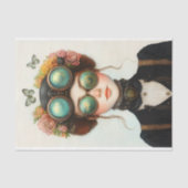 Schattige Steampunk Meisje met Bloemen Z8 Decoupag Tissuepapier (Voorkant)