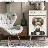 Schattige Steampunk Meisje met Bloemen Z8 Decoupag Tissuepapier