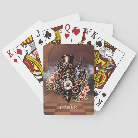 Schattige steampunk ontwerp pokerkaarten (Achterkant)