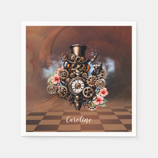 Schattige steampunk ontwerp servet (Voorkant)