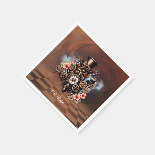 Schattige steampunk ontwerp servet (Hoek)